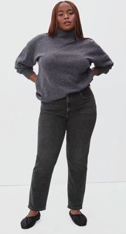 NEW The Curvy Cheeky Straight Leg High Rise Denim Jeans Washed Black