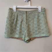 Victoria Beckham For Target Mint Green Lace Overlay Pleated Preppy Shorts