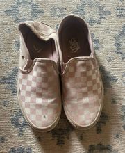 Vans pink checkered slip on