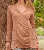 Sundance Loulou Faux Wrap Tunic Sweater in Orange Brown Size Large