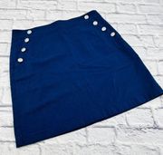 NWT Ann Taylor Loft Mini Skirt with Sailor Button Details 10 Tall Navy Blue