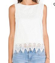 Anya Silk Lace Embroidered Ivory Tank Top, Size S