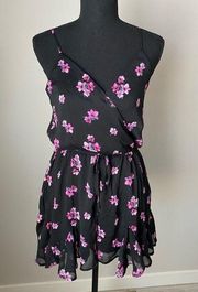 Trixxi Clothing Company Black Floral Spaghetti Strap Romper Size Medium