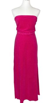 Terry Cloth Strapless Maxi Dress