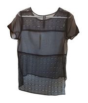 mesh see thru short sleeve top see thru