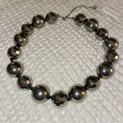 NWT Ann Taylor Metallic Pewter Faceted Beads Necklace NEW