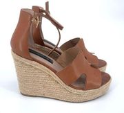 Tan Strappy Wedge Heel Sandals Size 8