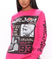 Fashion Nova  Hot Pink Make It Out Here  Long Sleeve Graphic Crewneck Large Tee