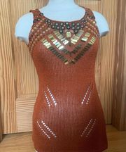 Vintage Vertigo Paris French Crochet Sleeveless Rust Top size S