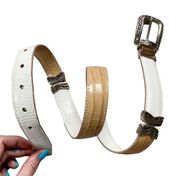 Vintage Brighton Reversible White and Beige M/L Belt