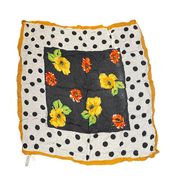 Adrienne Vittadini Scarf 30" X 28" Yellow White Black Polka Dots Floral Italy