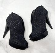 Oliver Platform Embellished Peep Toe Ankle Bootie Heels Sexy 9.5