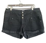 NWOT Xhilaration Black Cuffed Denim Shorts. Size 16.