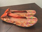 Lucky Brand Emmie Orange Multicolored Aztec Chevron Ballet Flats 7 1/2 Flexible