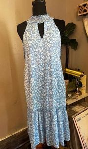 Women's Absolutely Famous Blue Floral Halter Dress Size L