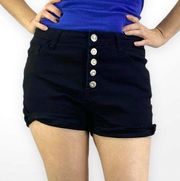 00s PAPAYA Vintage Black Mid-Rise Button Fly Stretch Shorts