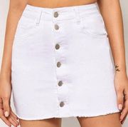 Billabong White Denim Button Front Mini Jean Skirt Tight Stretch Size 24