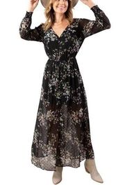 Lovestitch Womens Bohemian Floral Harvest Moon Long Sleeve Maxi Dress Size S