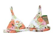 Volcom Desert Blooms Triangle Bikini Top White Orange Tropical Print Size Medium