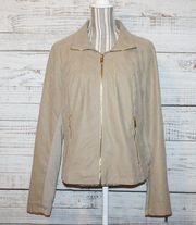 Kenneth Cole Reaction Women's Faux Leather Full Zip Front Jacket Champagne Large
