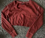 Cropped Waffle Maroon Shirt