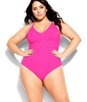 NWT CITY CHIC Lucia 1 Piece Swimsuit - hot pink Size 16