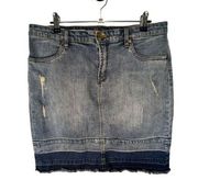 KUT From The Kloth Dyed Frayed Denim Distressed Rosie Pencil Skirt