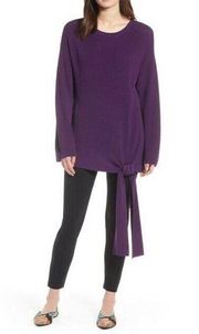 Halogen Purple Tie Front Pullover Sweater