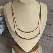 Rose Gold Layered Double Curved Bar Necklace