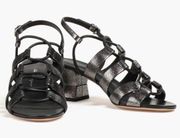 Salvatore Ferragamo Sirmino Metallic Brushed-Leather Sandals Gunmetal Size 8.5 C