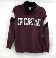 Victoria secret PINK Sherpa pullover Burgundy and whit size XS