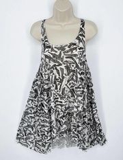 Lauren Moshi Women's Babydoll Lily Guns Swing Tank Mini Dress NEW XS Black White