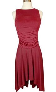 SUSANA MONACO Dress Oxblood Burgundy Sleeveless Ruched Gathered Midi XS NWT