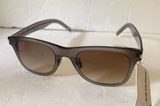 Saint Laurent Brown Gradient Lens Clear Gray Square Sunglasses New