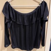 1. State Size Small Blue Off the Shoulder Lomg Sleeve Blouse