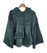 Gilligan O'malley Chenille Sweater Hooded Green Chenille  Wear Top Large