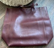 CELINE tote bag horizontal cover wine red leather
