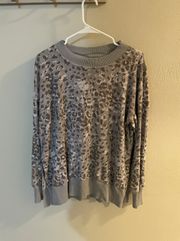 Aerie Grey  Long Sleeve Cheetah Print Sweater