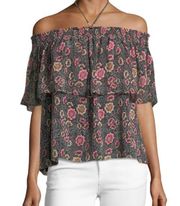 Rebecca Minkoff Ghiradelle Off-The-Shoulder Floral Print Top Size Small