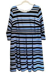 Lane Bryant Womens Plus Size 16 Multicolor Stripe Textured Fit & Flare Dress