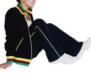 Boston Proper 90s Vintage Black & Yellow Rasta Retro Track Suit Women's Small