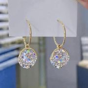 18K Gold Plated Clear Crystal Dangle Drop Earrings for Women