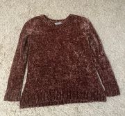 Crew Neck Chenille Sweater Pullover Size Medium