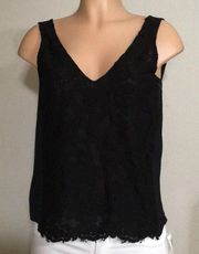 Rachel Rachel Roy black eyelash lace and jersey top. NWOT