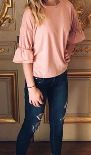 Pink Flare Sleeve Shirt