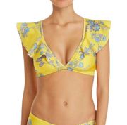 Sam Edelman  Yellow Provençal Floral Ruffle Shoulder Bikini Top