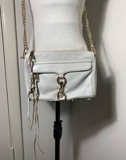 Rebecca Minkoff light gray small leather Crossbody bag with chain strap