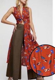 Free People ANTHROPOLOGIE  Women’s Sleeveless Floral Boho Kimono Duster Robe