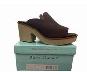 PIERRE Dumas|CLUE-5 Clog Open Toe & Heel Briwn Faux Suede Size 9 NEW in Box