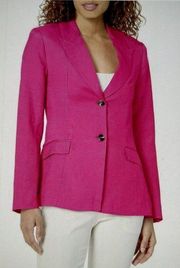 ASTR The Label Ayra Blazer Spring Single-Breasted Linen Jacket Hot Pink Size M